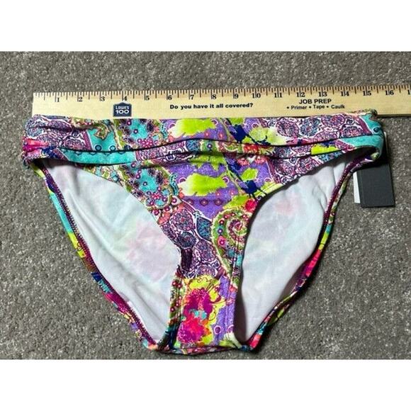 Kenneth Cole Reaction Bikini Bottom Size M Swim Paisley Boho Festival Beach Y2K - Picture 7 of 9